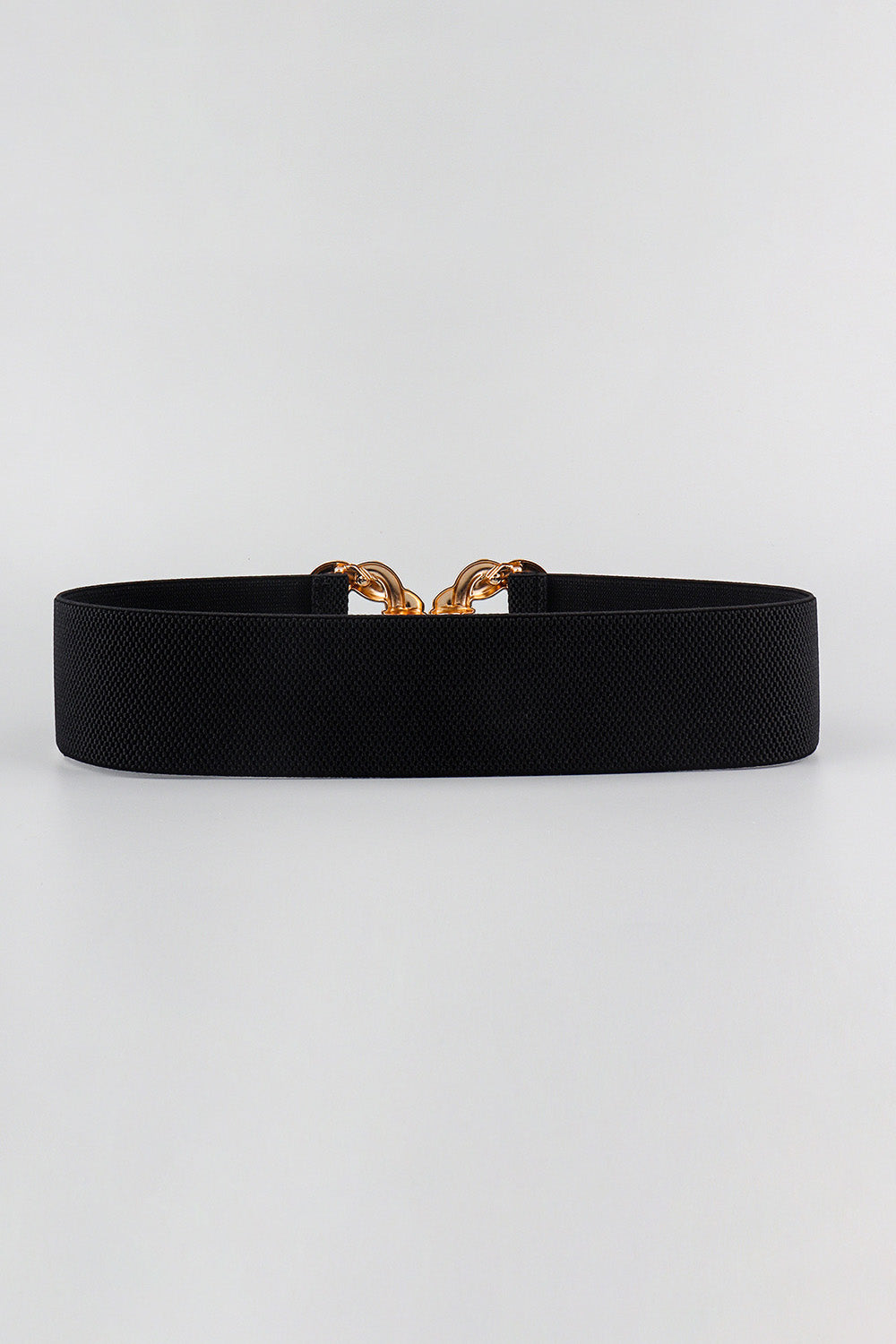 Black braided stretch belt with gold alloy knot buckle detail