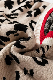 Leopard Pattern V-neck Ribbed Sweater in Leopard, product detail