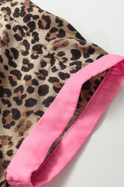 Print short sleeve shirt with leopard pattern and pink trim detail