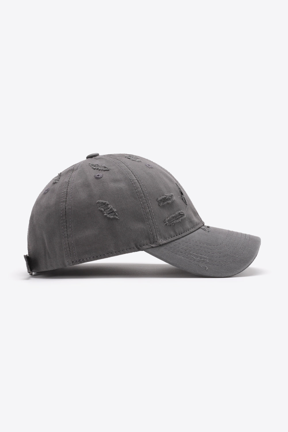 Mid Gray distressed baseball cap with adjustable strap