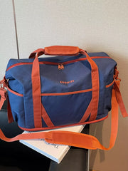 Navy Oxford Cloth Travel Bag With Contrast Accents