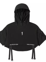 Men's Oversized Cropped Hoodie in Grey, model styling view
