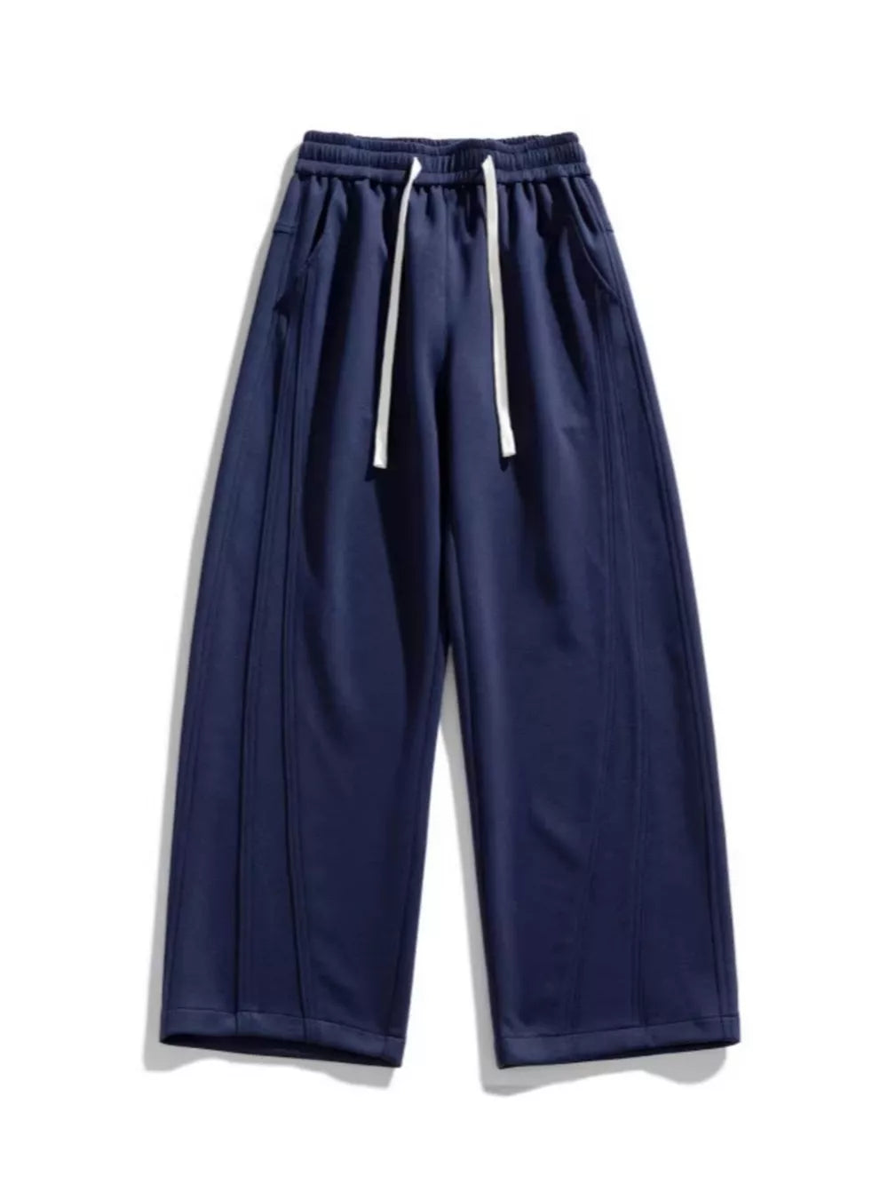 Men's Plus Size Loose Fit Wide Leg Casual Pants in Navy Blue, back view