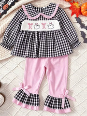 Children's Ghost Long Sleeve Top And Pants Set in Pink, side view