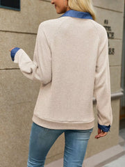 oatmeal polo shirt with stretch and raglan sleeve