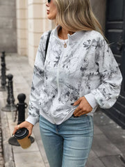 Pink sweatshirt with hip-length and zip-front
