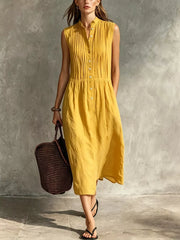 Sleeveless Button Front Midi Dress Plus Size, back view