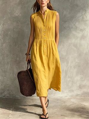 Sleeveless Button Front Midi Dress Plus Size, back view