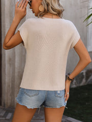 Ribbed knit tee in tan with short sleeves and a relaxed fit.