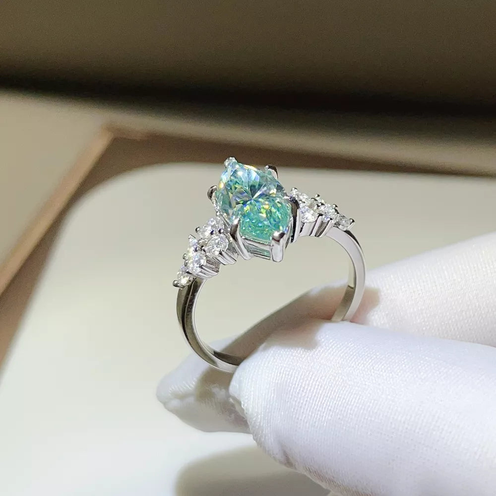 5 Carat Moissanite Solitaire Ring In Sterling Silver, side view