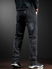 Men's Slim Fit Black Jeans, close-up detail