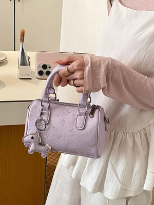 Top Handle Crossbody Bag in Pink Purple, back view