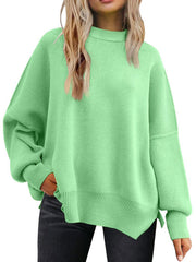 Ribbed-knit relaxed fit sweater in pastel yellow with mock neck and dropped shoulders.