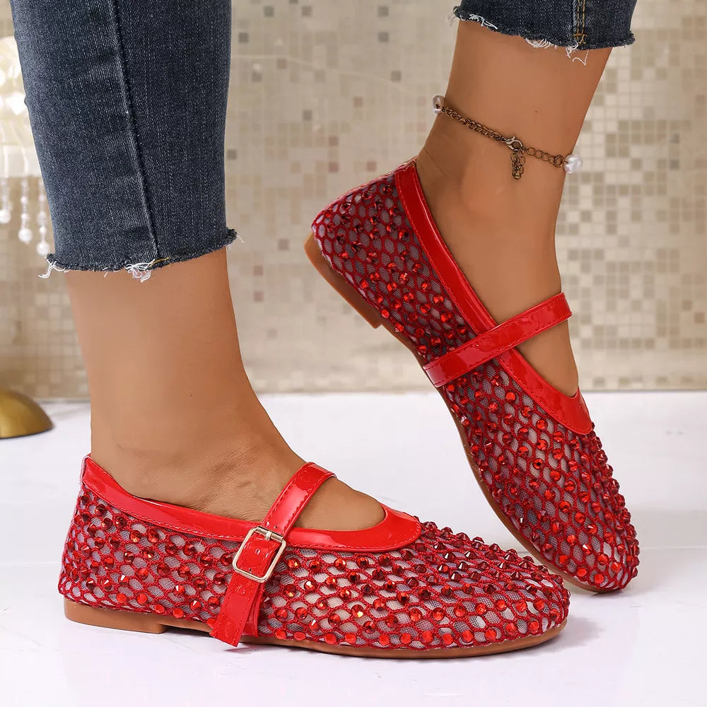 Sparkling Mesh Mary Jane Sneakers in Black, model styling view