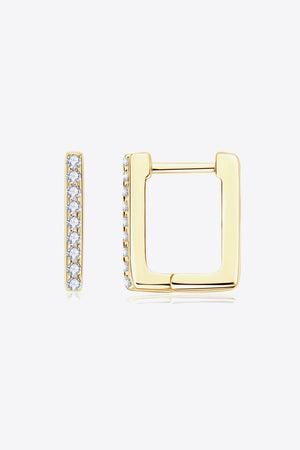 Gold pavé square hoop earrings with clear stones