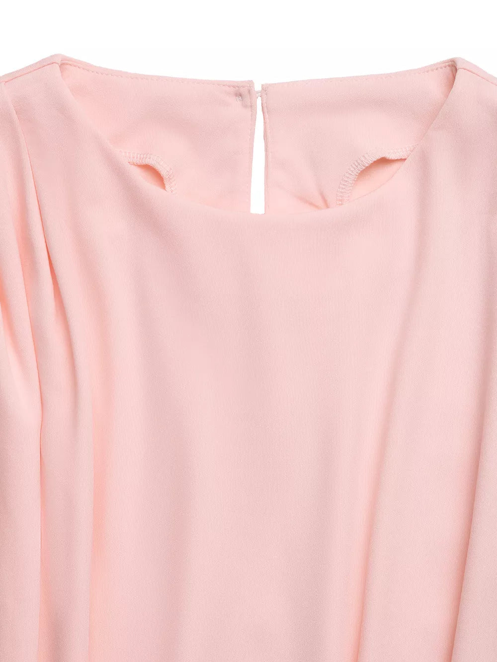 Structured shoulder top in pale pink with a keyhole neckline detail and back closure.