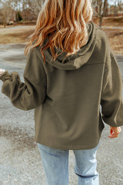 Textured utility hoodie jacket in tan with a relaxed fit and drawstring hood.