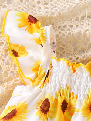 Children's Ruffled Printed Tank And Shorts Set in Shell, alternate angle