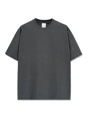 Oversized crew neck t-shirt in gray with acid wash effect and short sleeves.