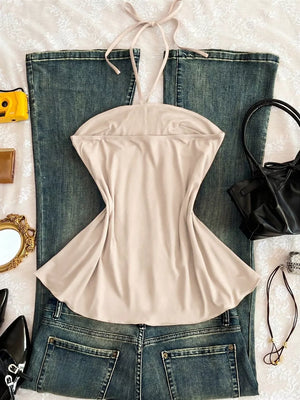 Embellished Front Halter Neck Cami, back view