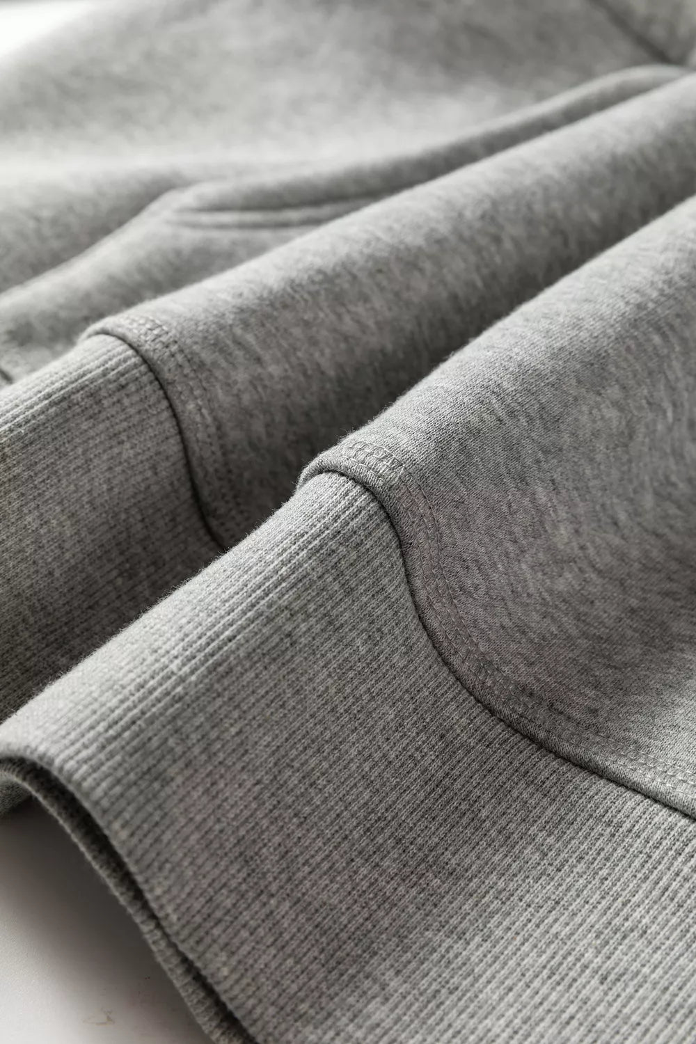 Contrast Rope Drawstring Ruffle Hoodie in Gray, fit detail
