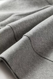 Contrast Rope Drawstring Ruffle Hoodie in Gray, fit detail