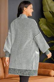 Textured knit cocoon cardigan in Cloudy Blue with pockets and a relaxed fit.