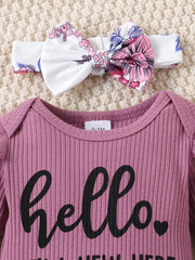 Children's Ribbed Bodysuit And Pants Set in Purple, side view