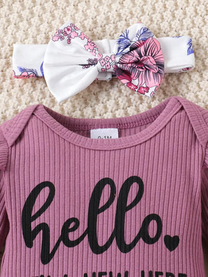 Children's Ribbed Bodysuit And Pants Set in Purple, side view