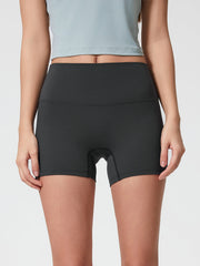 Nova Rise High-Motion Shorts in Graphite Gray with a seamless high waist and mid-thigh length.