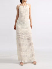 Elegant Backless Halter Maxi Dress