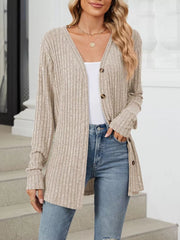 Apricot cardigan with thin and long sleeve