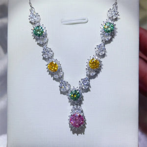 Chromatic Cluster Pendant Necklace with multicolor gemstones and clear accents.