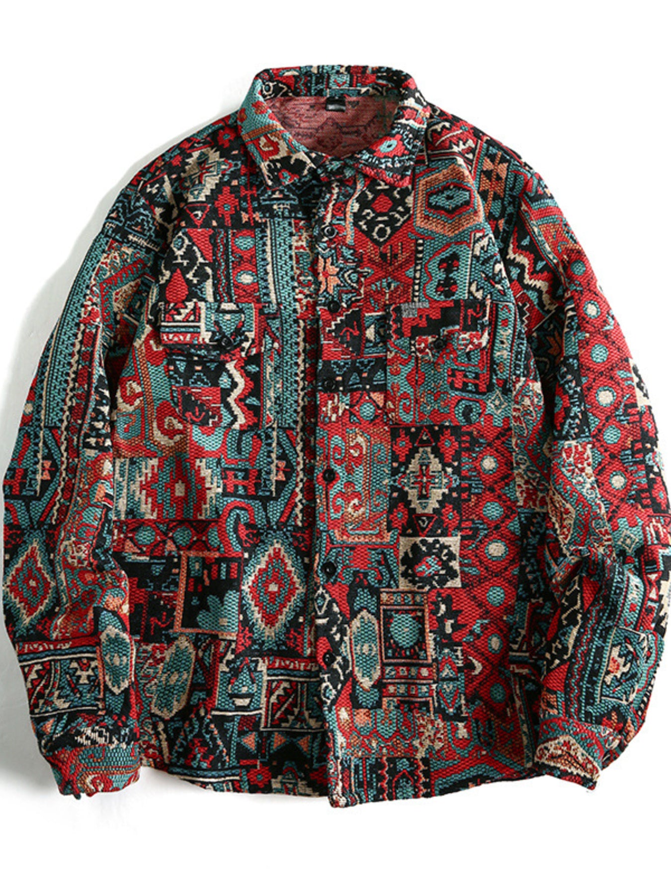 Vibrant Geometric Patchwork Men's Shacket