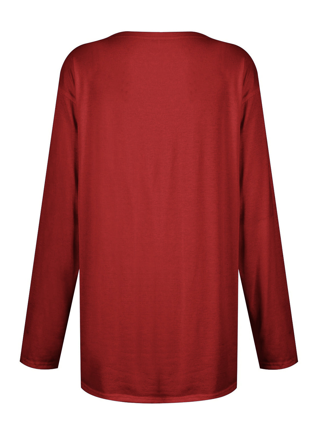 Relaxed fit long sleeve tunic in deep red with patch pockets.