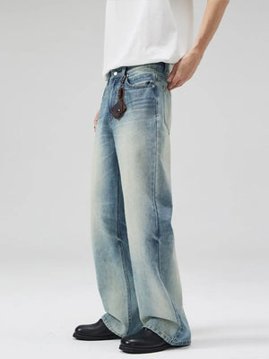 Men's Vintage Wash Flare Jeans Plus Size in Dark Gray, alternate angle