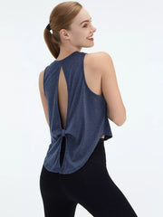 Cutout Back Active Tank With Tie Detail