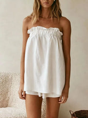 Full Size Strapless Top & High-waisted Skirt Set, model styling view