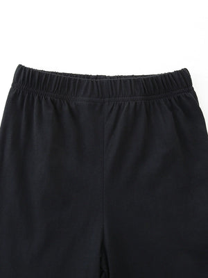 Black cotton shorts with elastic waistband detail