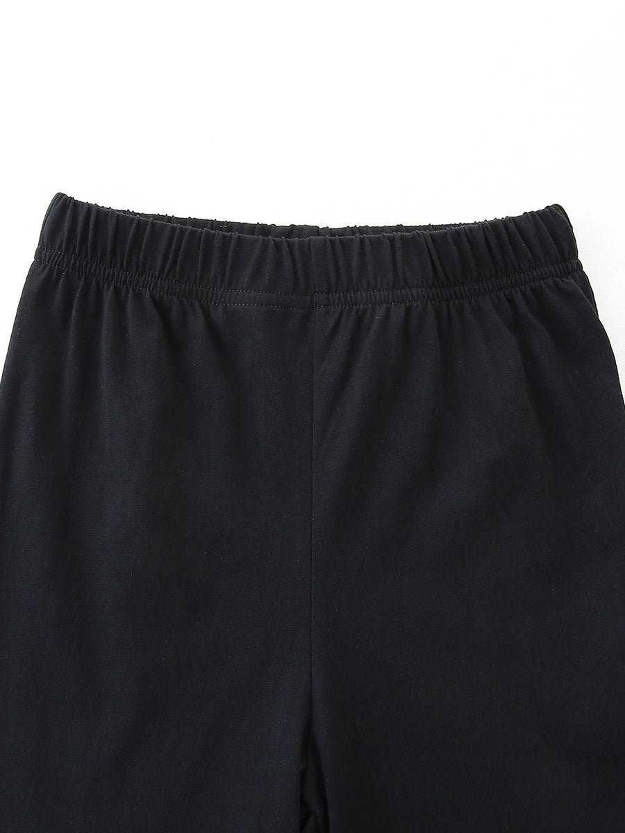 Black cotton shorts with elastic waistband detail