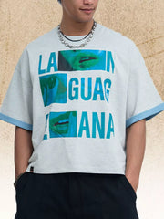 Men's Graphic Round Neck Short Sleeve T-shirt, side view