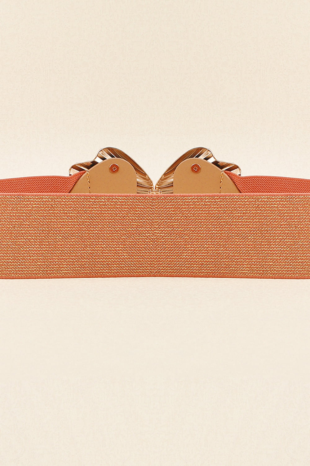Caramel elastic belt with sculpted butterfly buckle detail