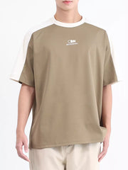 Men's Desert Color T-shirt with contrast white sleeves and subtle chest logo