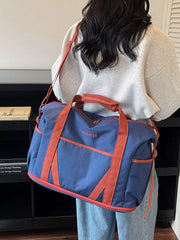 Navy Oxford Cloth Travel Bag With Contrast Accents