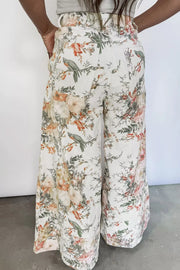 Vintage Floral Print High Waist Wide Leg Jeans, side view