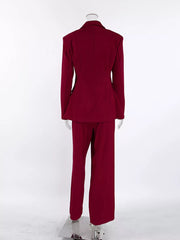 Single-breasted Blazer And Wide-leg Pants Set in Black, alternate angle