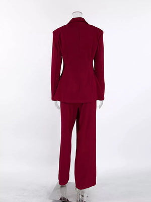 Single-breasted Blazer And Wide-leg Pants Set in Black, alternate angle