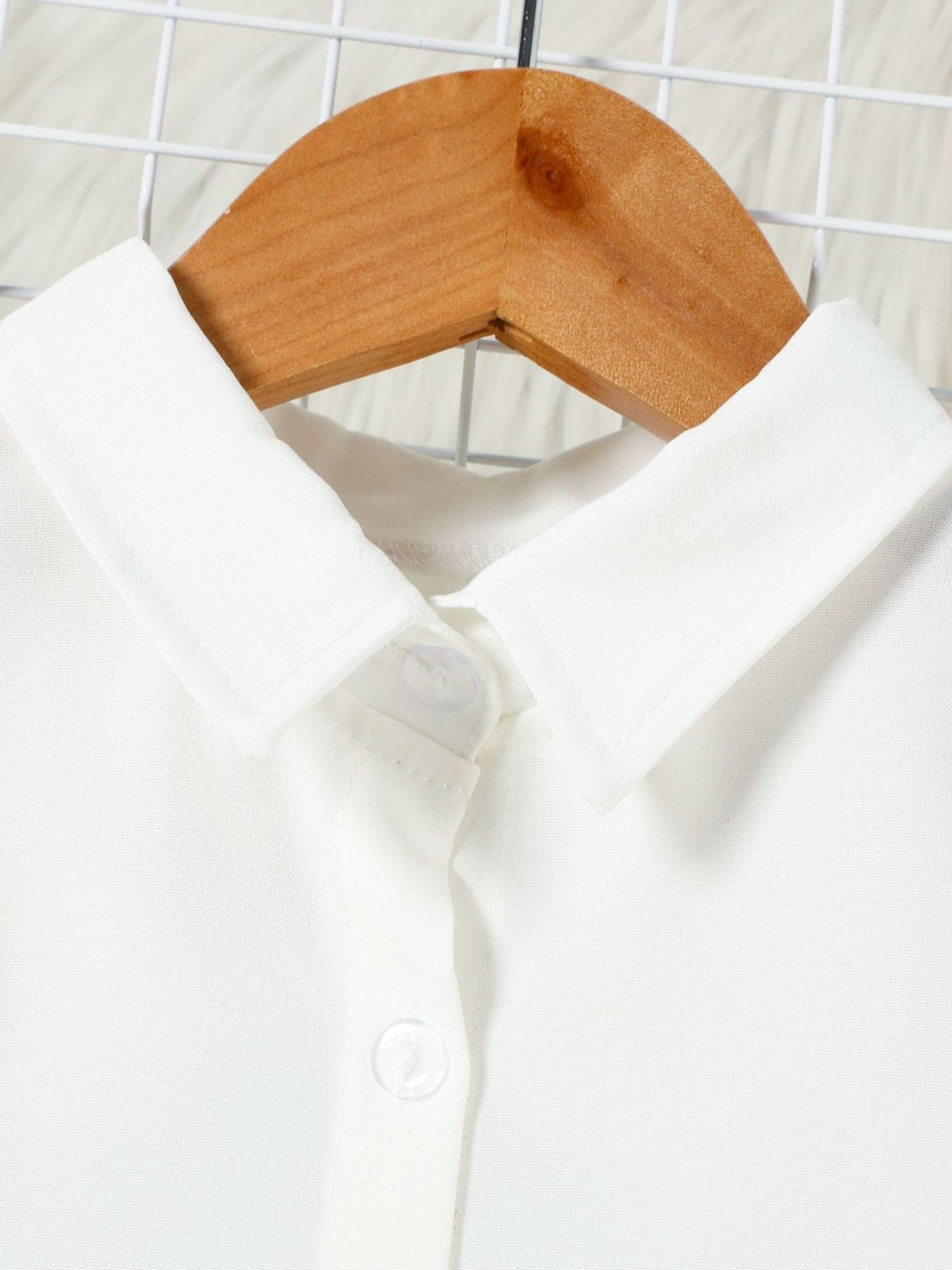 Toddler white button-down shirt with collar detail