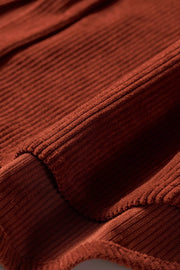 Long Sleeve Button Down Corduroy Midi Dress in Rust, editorial view