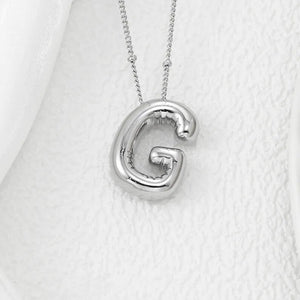 Sculpted initial pendant necklace with beaded chain, Style G